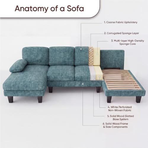 Furmax Sectional Couches for Living Room, Light Blue - Image 7