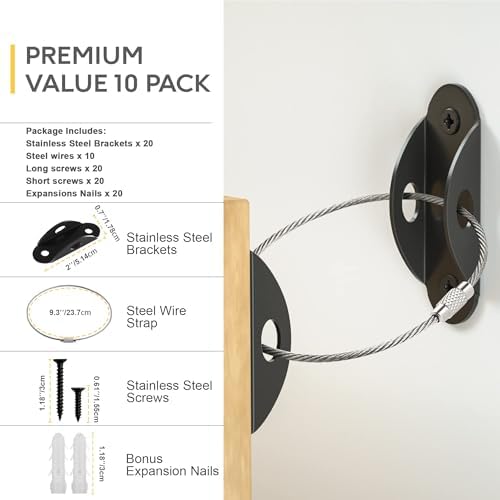 Furniture Anchors 10 Pack, Anti-Tip Earthquake Straps - Image 3
