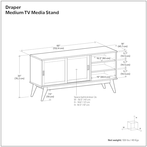 SIMPLIHOME Draper 60" Wide Solid Wood TV Stand in Teak Brown - Image 3