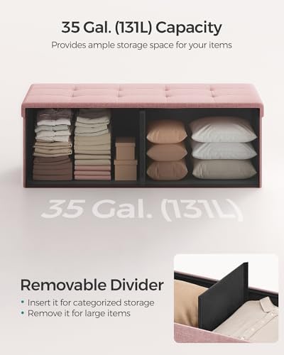 SONGMICS 43.3 Inches Folding Storage Ottoman Bench, Load 660 lb - Image 4