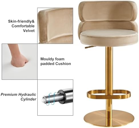 Modern Velvet Bar Stool - Image 3