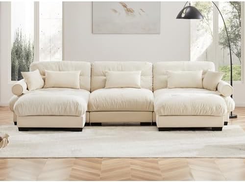 130" Modular Sectional Sofa, Velvet Upholstered Couches - Image 4