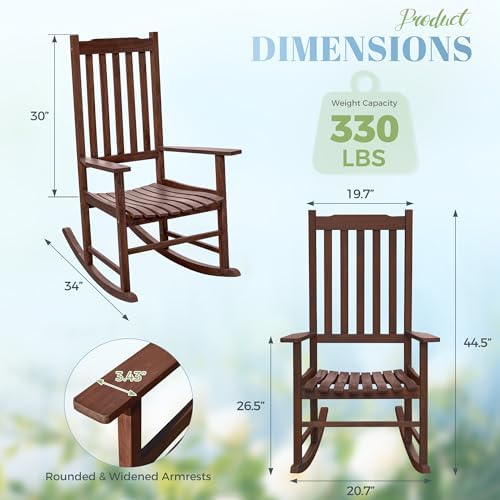 Flamaker Acacia Wood Outdoor Rocking Chairs Set of 2 - Image 3