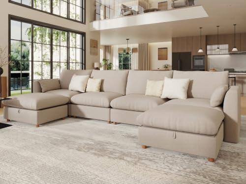 WorthFurni Oversized Modular Sectional Sofa, Comfty 6 Seat Modular Sofa by WorthFurni