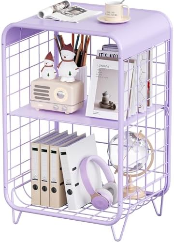 APEXCHASER Cute Kids Nightstand, 3 Tier Metal Side Table by APEXCHASER