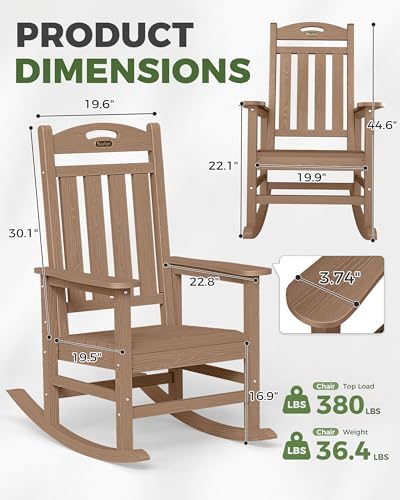 Outdoor Rocking Chair, HDPE Patio Rocking Chair, All Weather - Image 3