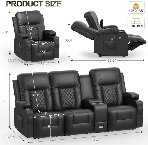 YONISEE 3 Seat Recliner Sofa and Recliner Chair - Image 2