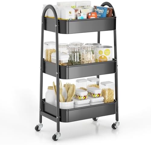 EAGMAK 3 Tier Rolling Cart, Large Metal Storage Cart by EAGMAK