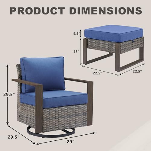 4 Pieces Outdoor Wicker Swivel Rocker Chairs - Image 5