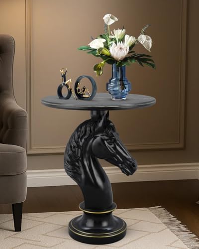 Modern End Table Black Horse Statue Side Table by Gurdenidea