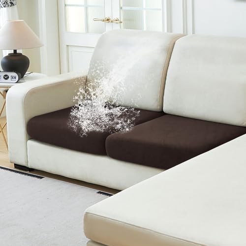 NAISI Waterproof Couch Cushion Covers Thick Velvet Fabric Washable Sofa by NAISI