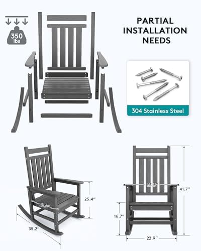 SERWALL Oversized Rocking Chair, Outdoor Rocking Chair - Image 2