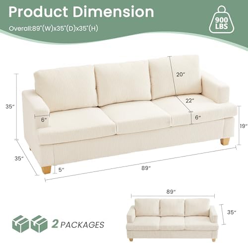 YOUDENOVA 2 Pieces Corduroy Couch Set - Image 2