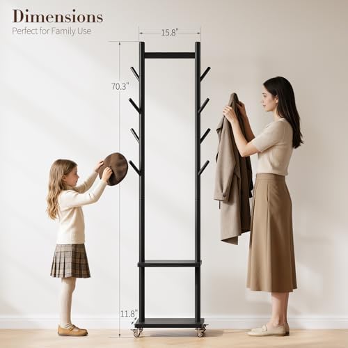 Yoobure Solid Wood Coat Rack Freestanding - Image 2