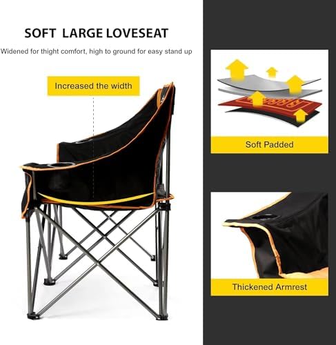 FAIR WIND Oversized Fully Padded Camping Chair Folding Loveseat Camping Couch - Image 4