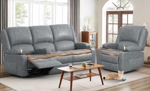 3+1 Seater Reclining Sofa Set, Reclining Couch Wall Hugger by SavortheHappyMoments
