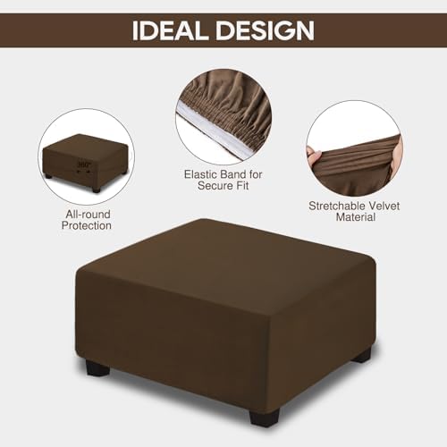 NeColorLife Velvet Square Ottoman Cover - Image 2