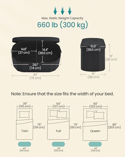 SONGMICS Folding Ottoman with Storage, Oval Bench, Velvet Fabric - Image 3