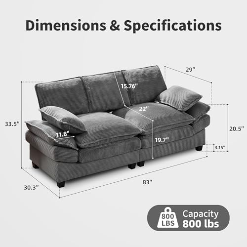 Opiesit 84" Loveseat Sofa, Modern Couches - Image 2