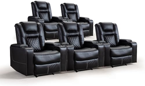 CANMOV Electric Power Recliner Chair Set of 5, Breathable Leather Home Theater by CANMOV