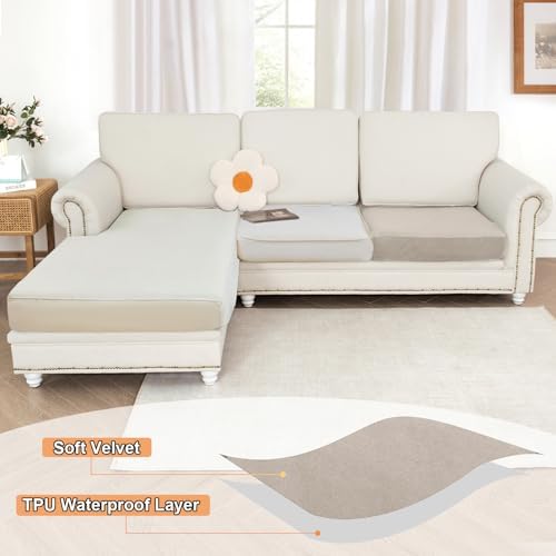 NAISI Waterproof Couch Cushion Covers Thick Velvet Fabric Washable Sofa - Image 2
