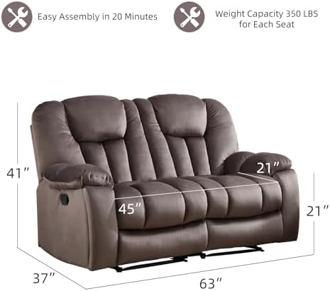 EBELLO Loveseat Recliner Sofa for Living Room, Extra Wide Modern Overstuffed 2 - Image 2