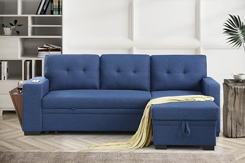 Ball & Cast L-Shape Reversible Sectional Sleeper Sofa Bed, 4 in 1 Pull Out Couch - Image 7
