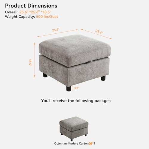 WUTUTUEE 25”Square Storage Ottoman Module - Image 2