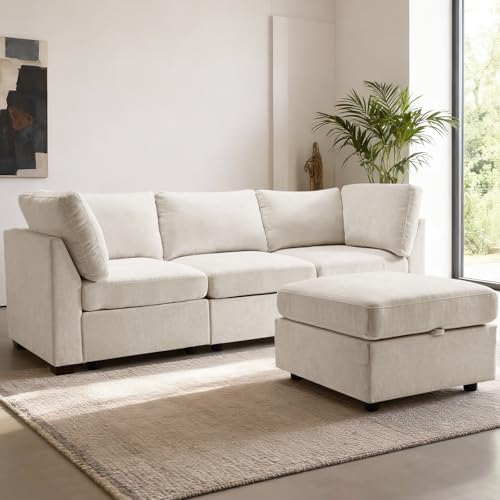 EDILLY 94 inches Oversized Modular Sectional Fabric Cloud Sofa Set, Extra Large - Image 3