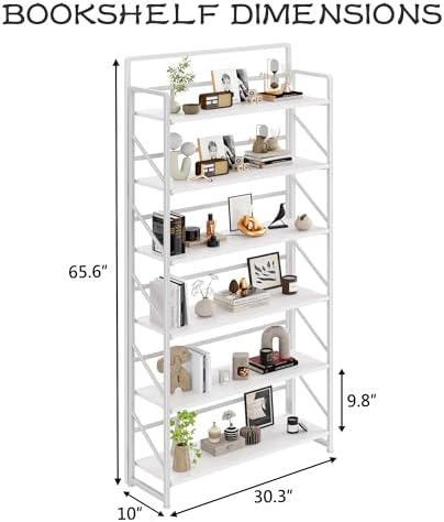 JSB 6 Tier No Assembly Folding Bookshelf, 30.3" Wide Foldable Storage Bookcase - Image 3