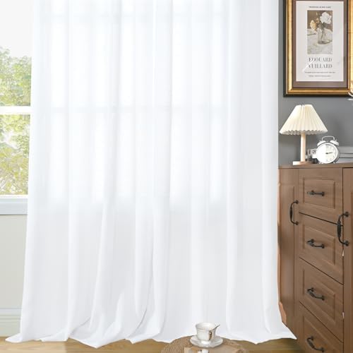YoungsTex White Linen Curtains 84 Inches Long - Image 6