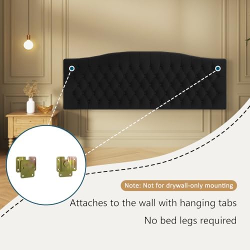 Furpopup Velvet King Size Headboard Only, Upholstered Wall Mount - Image 5