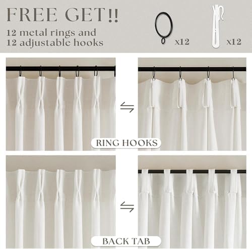 TWODRAPES Natural Pinch Pleat Linen Curtains 120 Inches Long 70 Inch Wide - Image 4