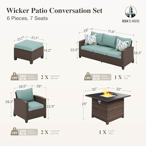 HERA'S HOUSE Wicker Patio Furniture Set, - Image 6