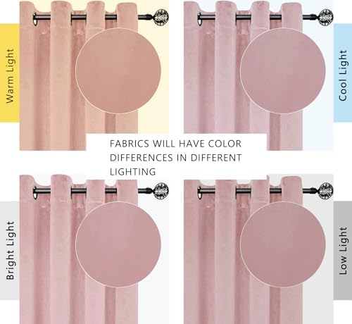 SMILETIME Pink Velvet Curtains 52"x108" Grommet 2 Panels - Image 6