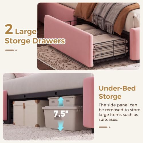 Jocoevol Queen LED Velvet Bed Frame - Image 7