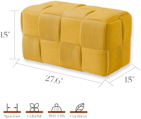 Cmishe 28" Rectangular Woven Corduroy Ottoman Footrest - Image 3
