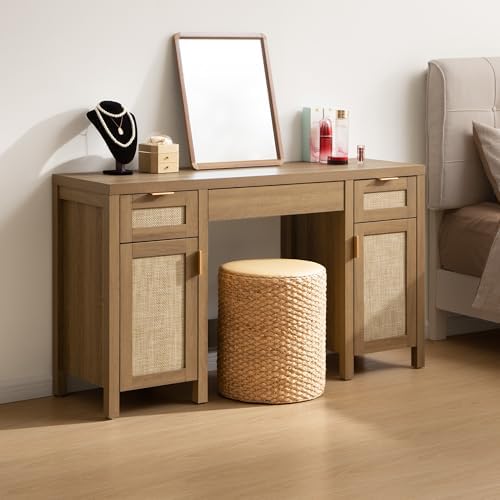 SICOTAS Rattan Vanity Home Office Desk 52" Vanity Table by SICOTAS