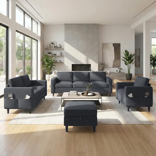ijuicy 3PCS Sectional Sofa Set, Modern 6 Seater Couch Set by ijuicy
