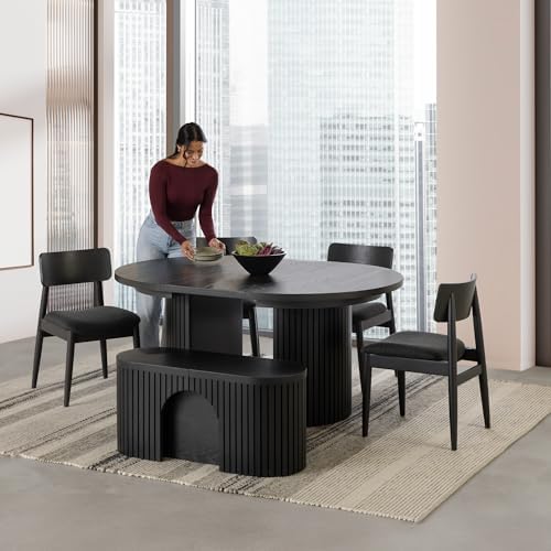 Transformer Table Solid Wood Extendable Round Dining Table Set - Image 2