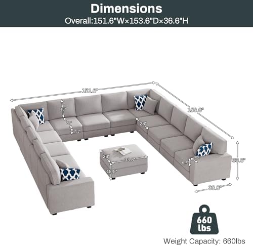 Legend Vansen Oversized Modular Sectional Sofa, U/L‑Shaped Reversible Couch - Image 2