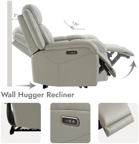 Watson & Whitely Genuine Leather Wall Hugger Power Recliner - Image 3