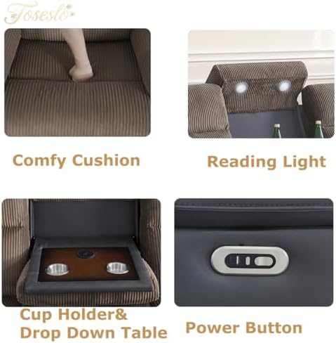 Power Recliner Sofa and Loveseat Set, Living Room Furniture, Fabric Reclining - Image 3