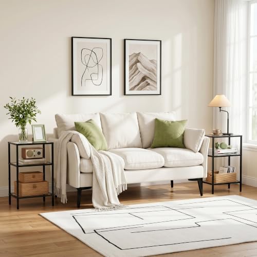 Glass Side Table, Tempered Glass End Table, 3-Tier Nightstands - Image 4