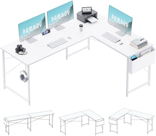 Pamray 64.5 Inch Reversible L Shaped Gaming Desk Large Corner Computer Desk - Image 4