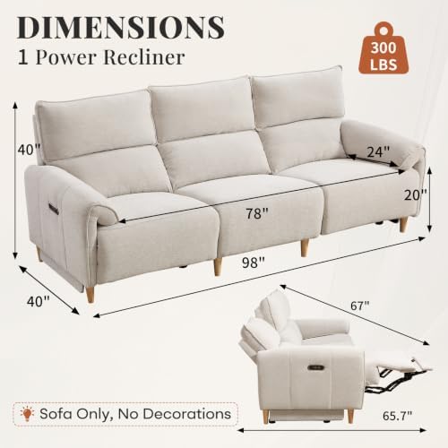 ANJ 3-Seater Left Power Recliner Sofa Beige - Image 2