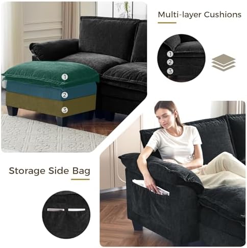 2 Seater Loveseat Sofa, 85 Inch Modular Sectional Cloud Couches - Image 5