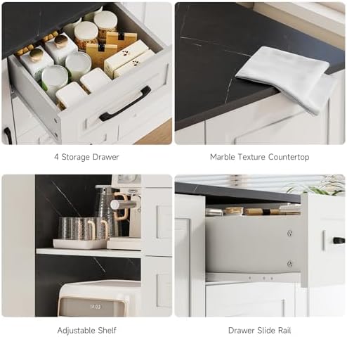 ONBRILL Kitchen Island with 2 Storage Cabinets & 4 Drawers - Image 6