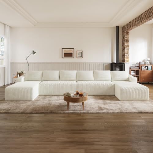 Novilla 169'' U-Shape Modular Sectional Sofa, Corduroy Beige by Novilla