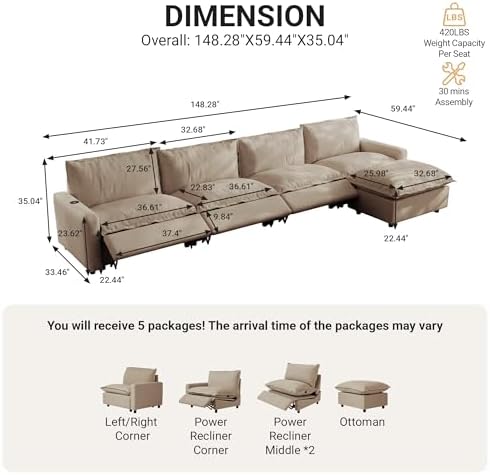 148.82" Power Reclining Sofa - Image 2